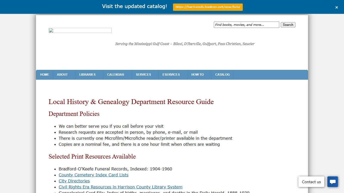 Local History & Genealogy Department Resource Guide