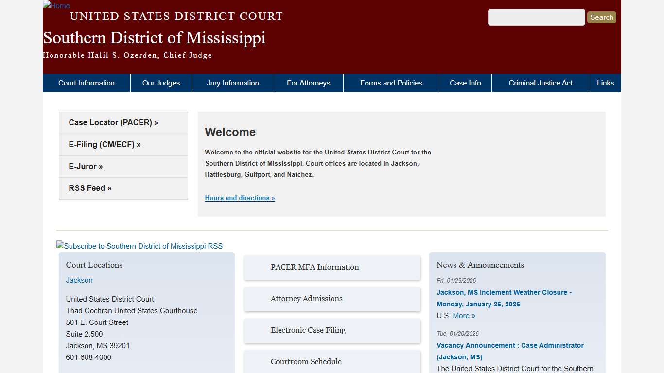 Southern District of Mississippi United States District Court